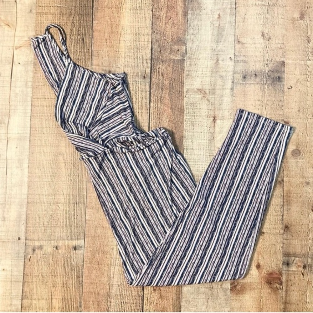 BCBGeneration Striped Halter Wrap Jumpsuit Multicolor Sleeveless Size M
